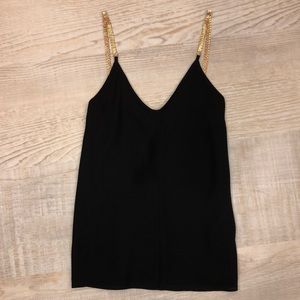 Express Black Tank Top with Chain Strap Detail